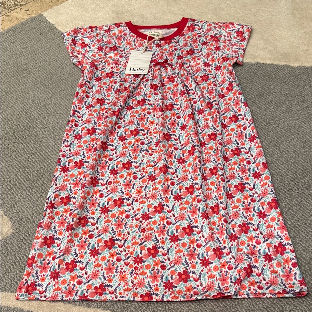 Hatley Kids Nightgown with Red and White Floral Design
